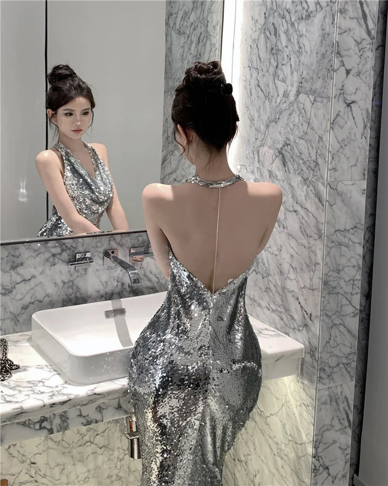 Women's Glitter Silver Dress