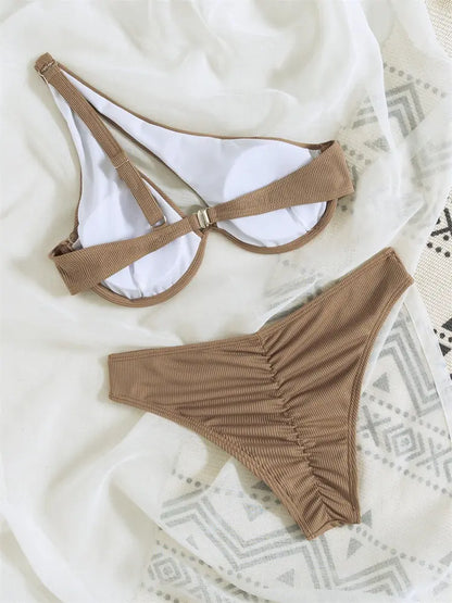 Women's Solid Ribbed Bikini Set