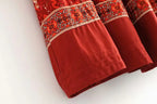 Women's Red Vintage High Waist Bohemian Maxi Beach Dress