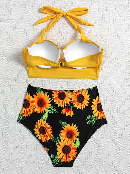 Women's Floral High Waist Bikini Set