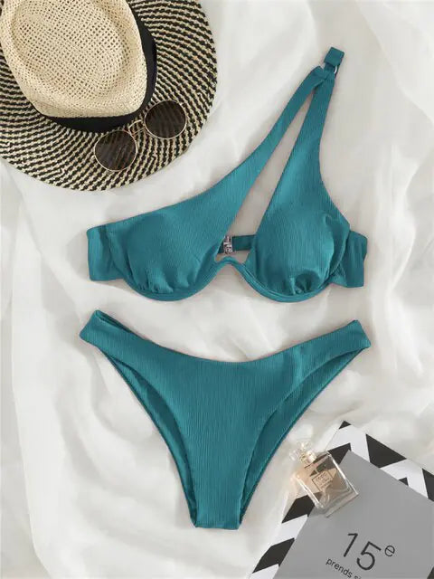 Women's Solid Ribbed Bikini Set