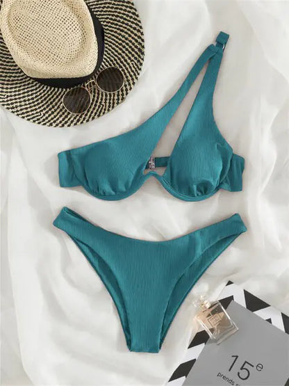 Women's Solid Ribbed Bikini Set