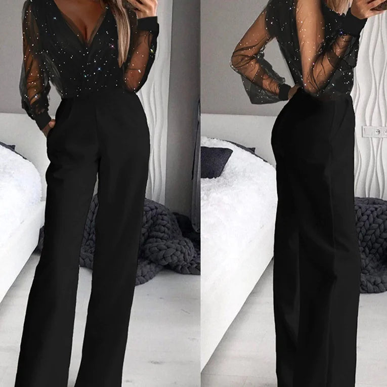 Women's Elegant Contrast Stitch Jumpsuit