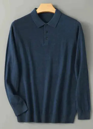 Men Long Sleeved Knitted Shirt