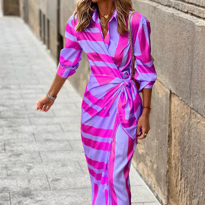 Women's Striped Cardigan Dress