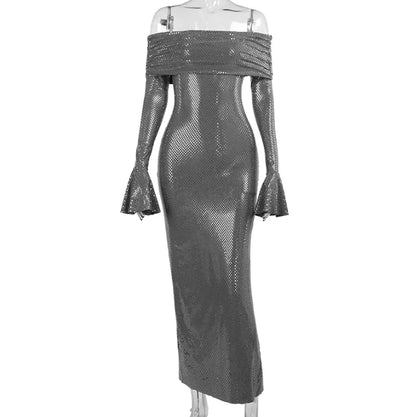 Slim Fit Off Neck Dress