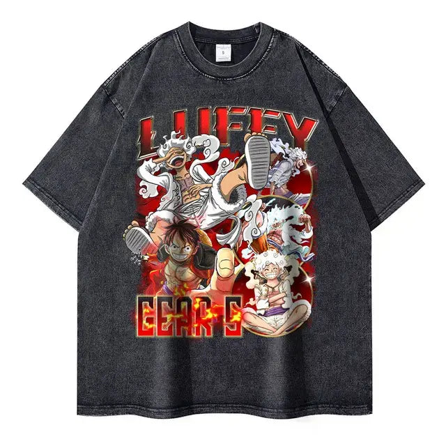 Anime One Piece Washed Oversized Tshirt