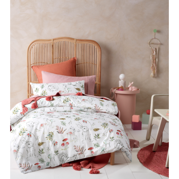 Story Time White Printed Cotton Quilt Cover Sets by Happy Kids Single Main image