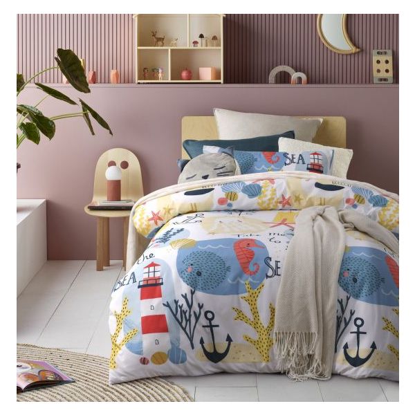 Seaside Glow In The Dark Quilt Cover Sets by Happy Kids Single Main image