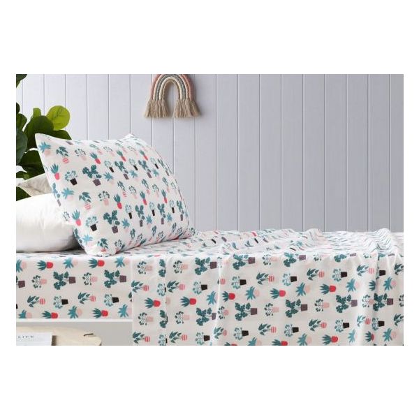 Plant Printed Microfibre Sheet Sets by Happy Kids Single Main image