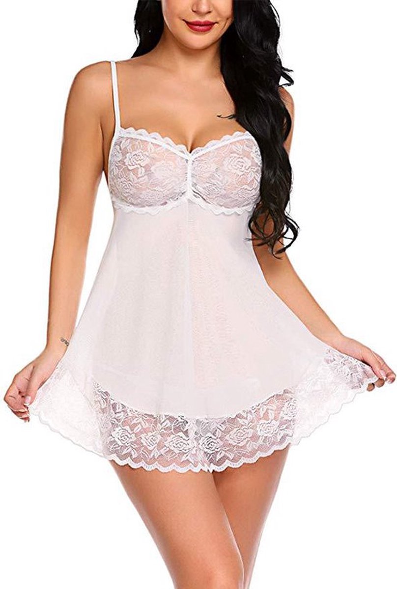 Sexy Lace Nightgown & Panties Lingerie Set White Women's Lingerie unbranded Main image