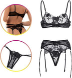 Floral Lace Lingerie Set With Back Detail S Women's Lingerie unbranded
