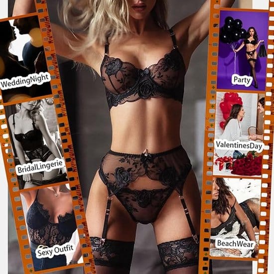 Floral Lace Lingerie Set With Back Detail S Women's Lingerie unbranded