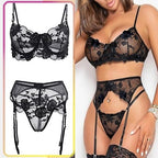 Floral Lace Lingerie Set With Back Detail S Women's Lingerie unbranded