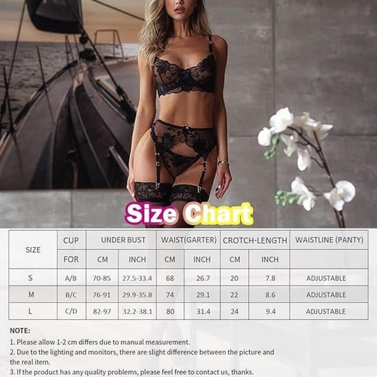 Floral Lace Lingerie Set With Back Detail S Women's Lingerie unbranded