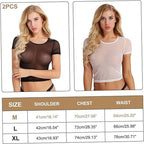 Sheer Lace Lingerie Set With Short Sleeves Black White M Women's Lingerie unbranded