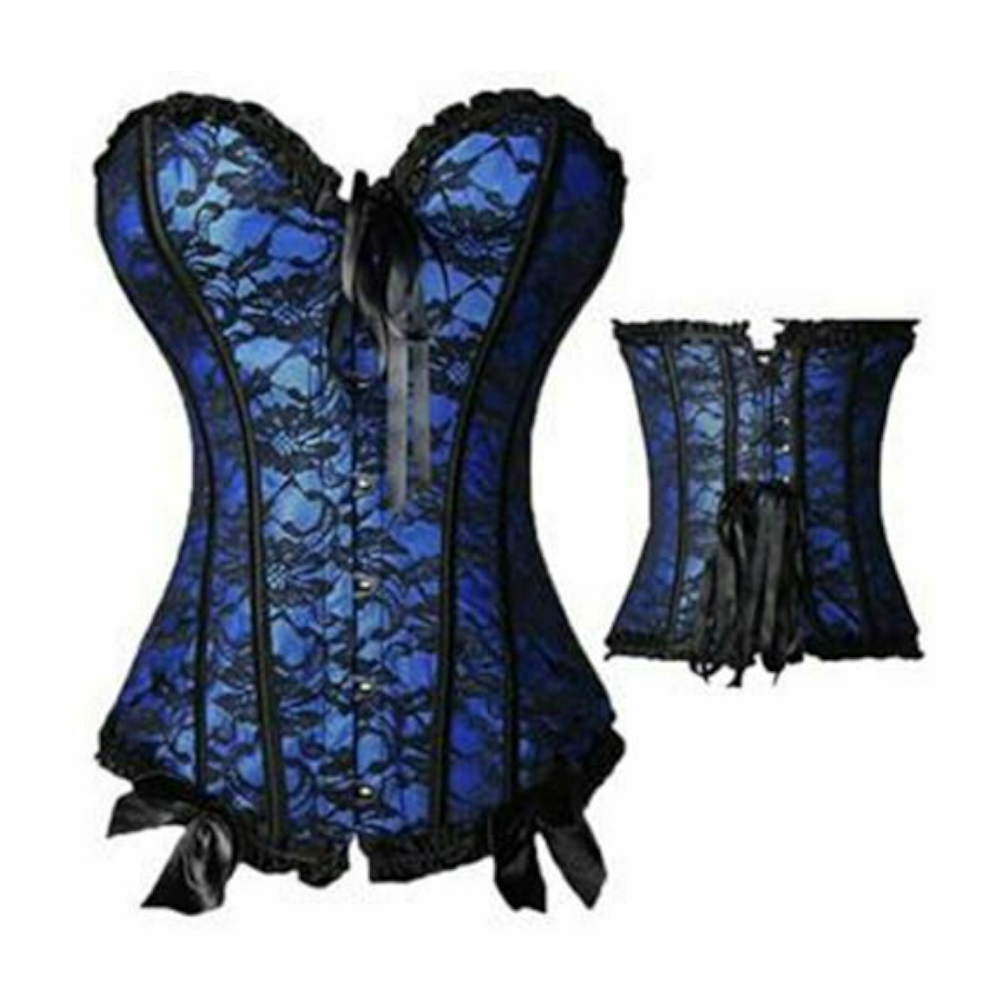 House Of Dasein Blue Black Over Bust Corset Lingerie BDSM Fetish Clothing Blue Size 4XL Women's Lingerie House of Dasein Main image