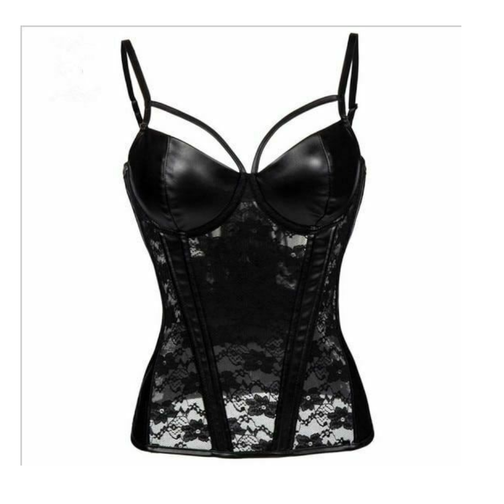 House of Dasein Fetish Clothing Sheer Overbust Corset Sexy Lingerie Black XXL Women's Lingerie House of Dasein Main image