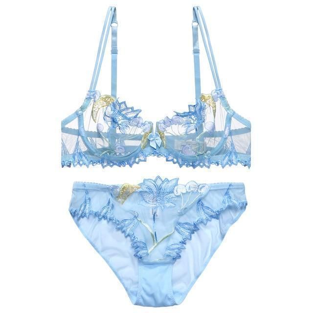 House Of Dasein Little Cherry Lingerie Set Blue 38C Women's Lingerie House of Dasein Main image
