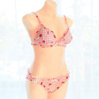 House Of Dasein Strawberry Plaid Lingerie Set Women's Lingerie House of Dasein