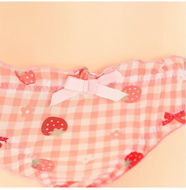 House Of Dasein Strawberry Plaid Lingerie Set Women's Lingerie House of Dasein