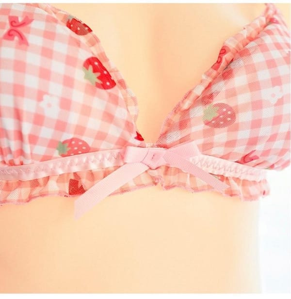 House Of Dasein Strawberry Plaid Lingerie Set Women's Lingerie House of Dasein