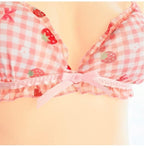 House Of Dasein Strawberry Plaid Lingerie Set Women's Lingerie House of Dasein