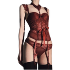 House Of Dasein Seduction Lace Bra Set Red M Women's Lingerie House of Dasein