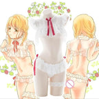 House Of Dasein Chiffon Student Lace Naughty Sexy Costume Lingerie Set Red Women's Lingerie House of Dasein