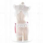 House Of Dasein Chiffon Student Lace Naughty Sexy Costume Lingerie Set Red Women's Lingerie House of Dasein