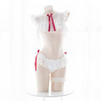 House Of Dasein Chiffon Student Lace Naughty Sexy Costume Lingerie Set Red Women's Lingerie House of Dasein