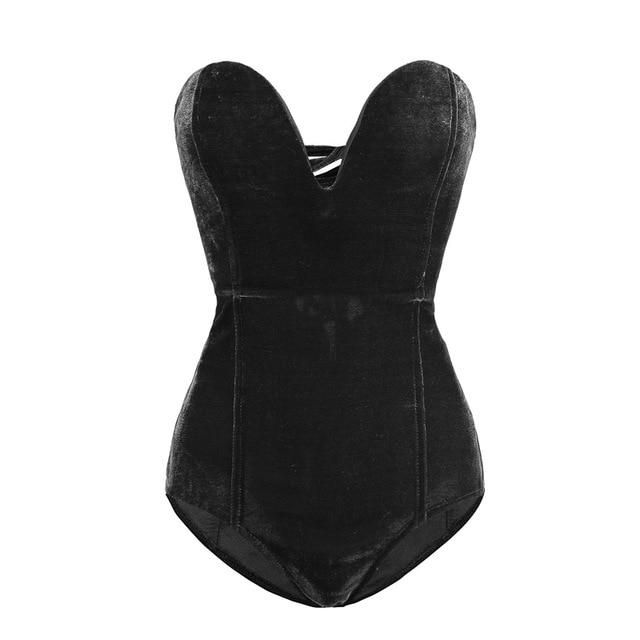 House Of Dasein Velvet Bodysuit Black XL Women's Lingerie House of Dasein Main image