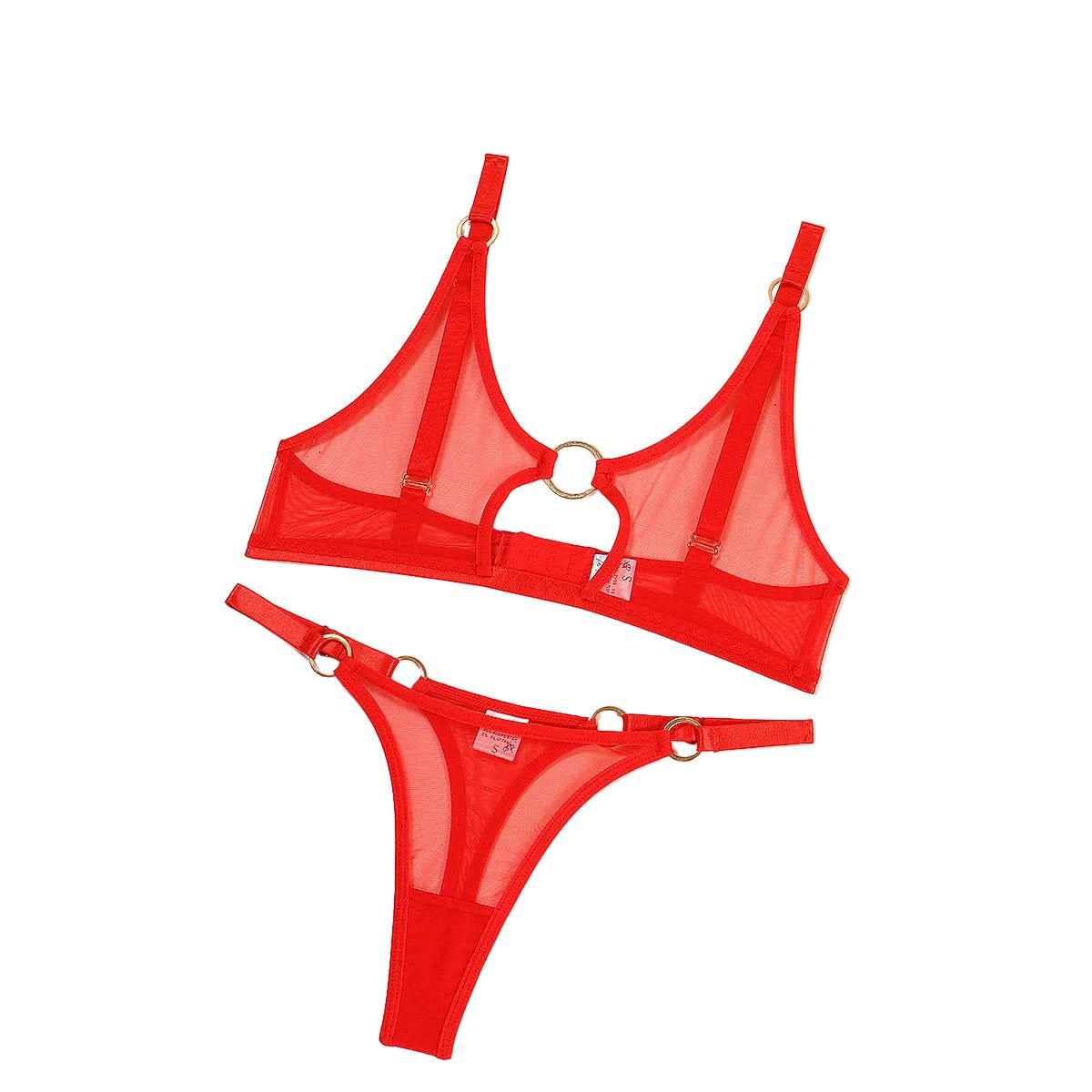 Mesh Underwire Bra Set Red S Women's Lingerie unbranded Main image