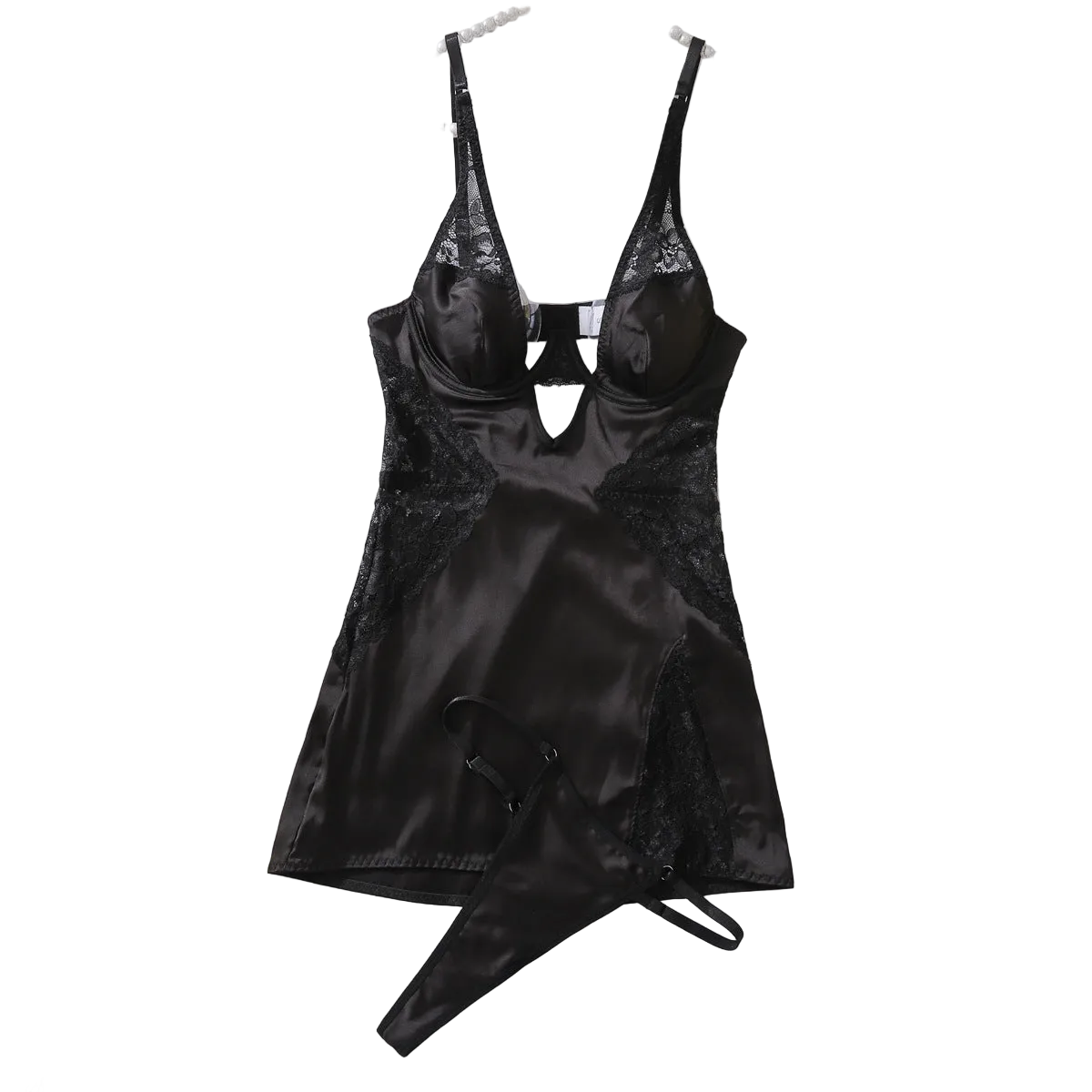 House Of Dasein New Sexy Slim Fitting Lingerie With Hollowed Out Suspender And Underwear Two Piece Set - Black - S