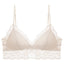 Sexy Lace Bra Set For Women French Style Thin Strap Backless Triangle Cup Wireless - Apricot Top - L