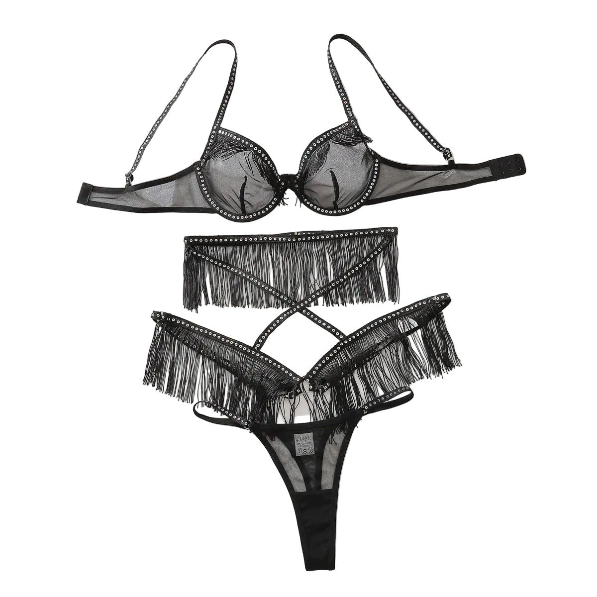 House Of Dasein Sheer Lingerie Set Black L Women's Lingerie House of Dasein Main image