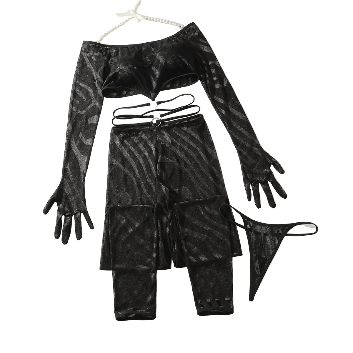 House Of Dasein Perspective Hot Girl Set Sexy Temptation Nightlife Underwear 3 Piece - Black - S