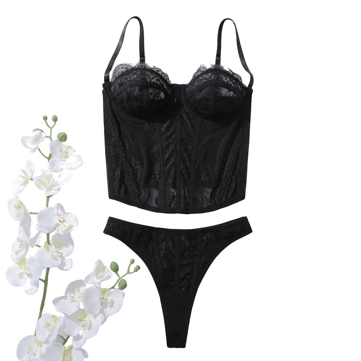 House Of Dasein Lace Mesh Bra Set S Women's Lingerie House of Dasein Main image