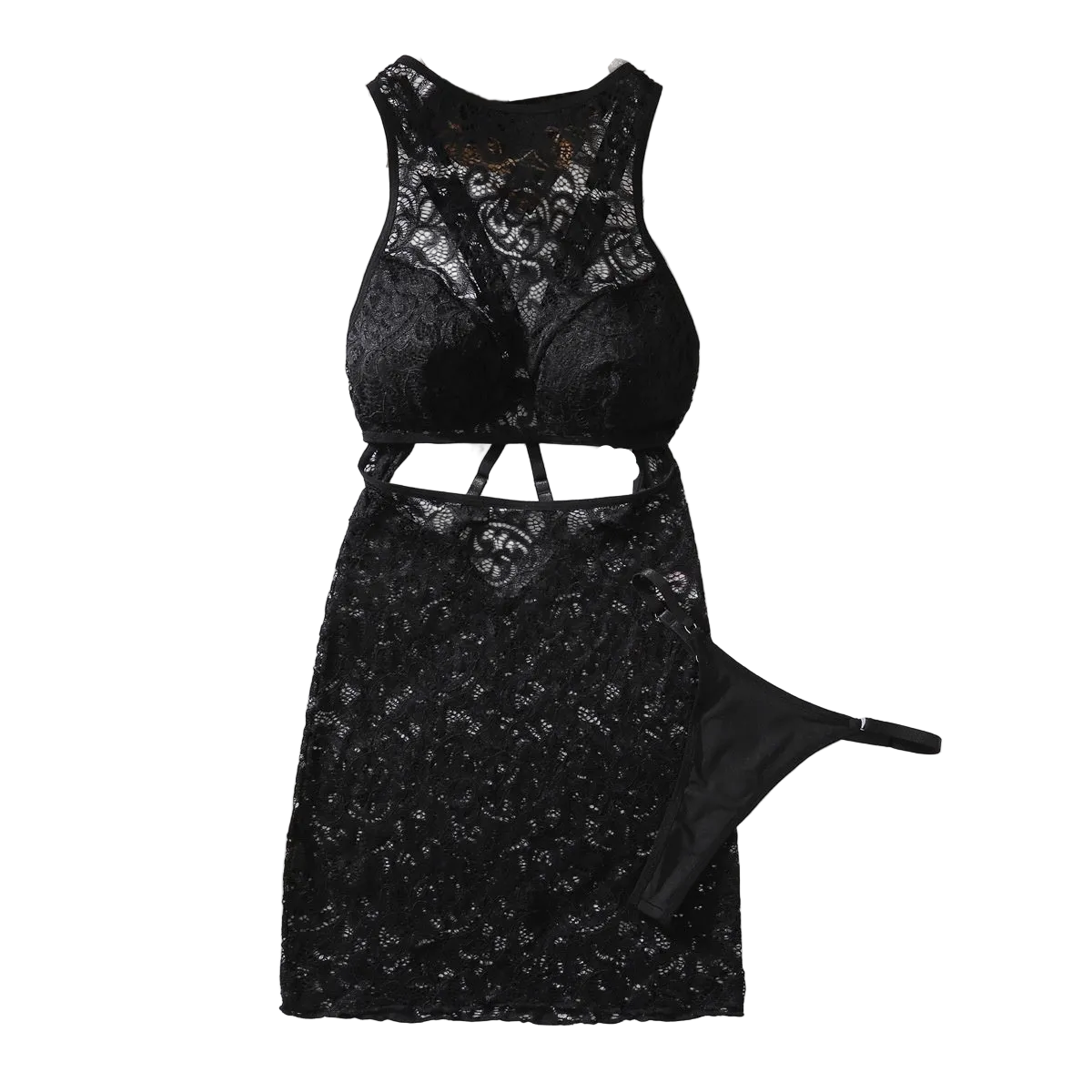House Of Dasein Lace Suspender Dress Black S Women's Lingerie House of Dasein Main image