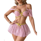 House Of Dasein Sheer Mesh Lingerie Set Pink XL Women's Lingerie House of Dasein