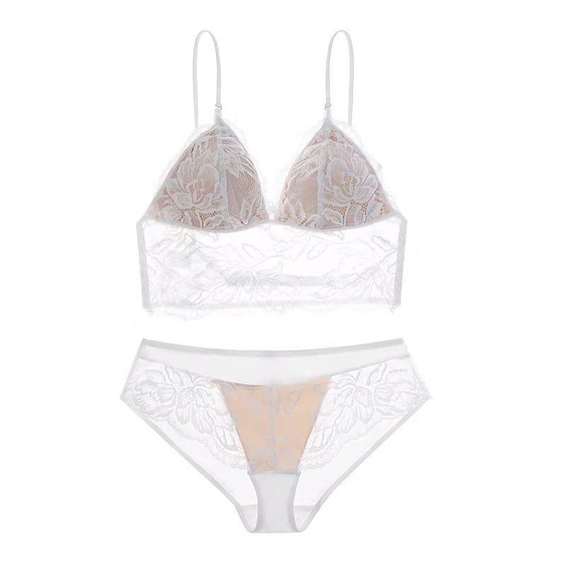 French Lace Triangle Bra & Panty Set White M Women's Lingerie unbranded Main image