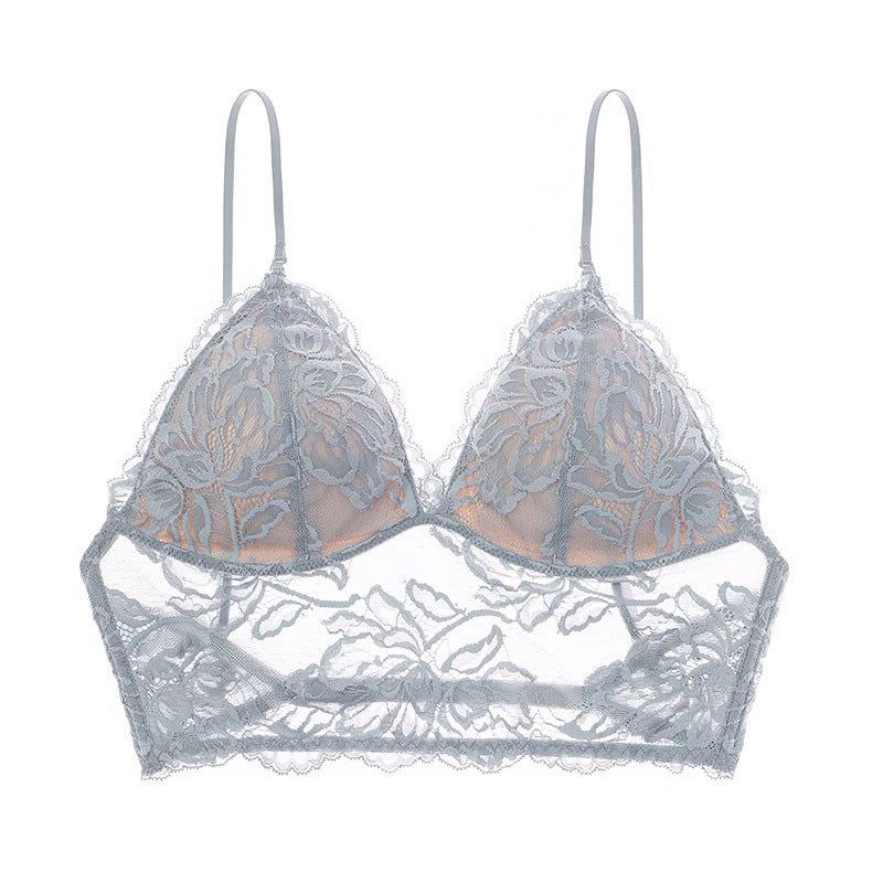 House Of Dasein French Lace Bra Gray Blue L Women's Lingerie House of Dasein Main image