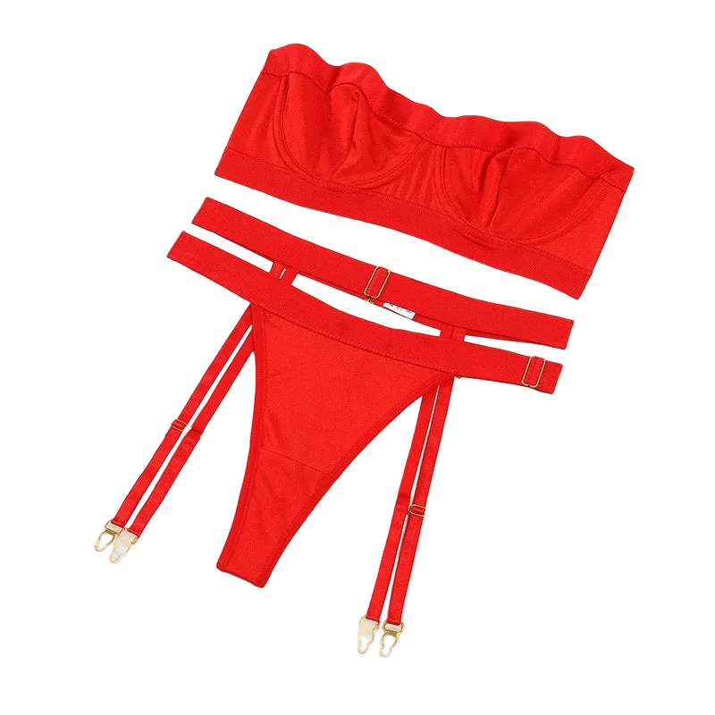 House Of Dasein Strapless Lingerie Set Red M Women's Lingerie House of Dasein Main image