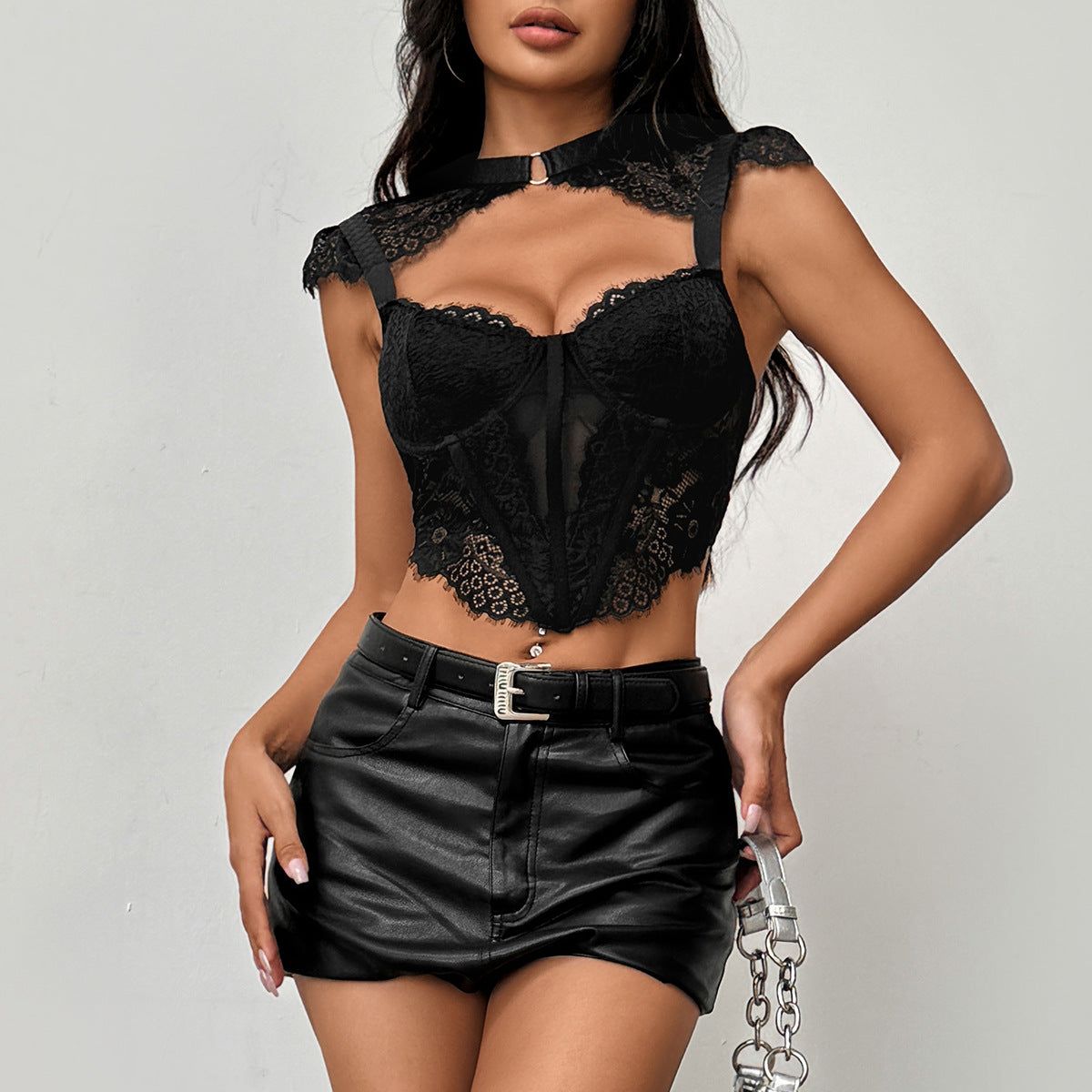 House Of Dasein Fishbone Bralette Black S Women's Lingerie House of Dasein Main image