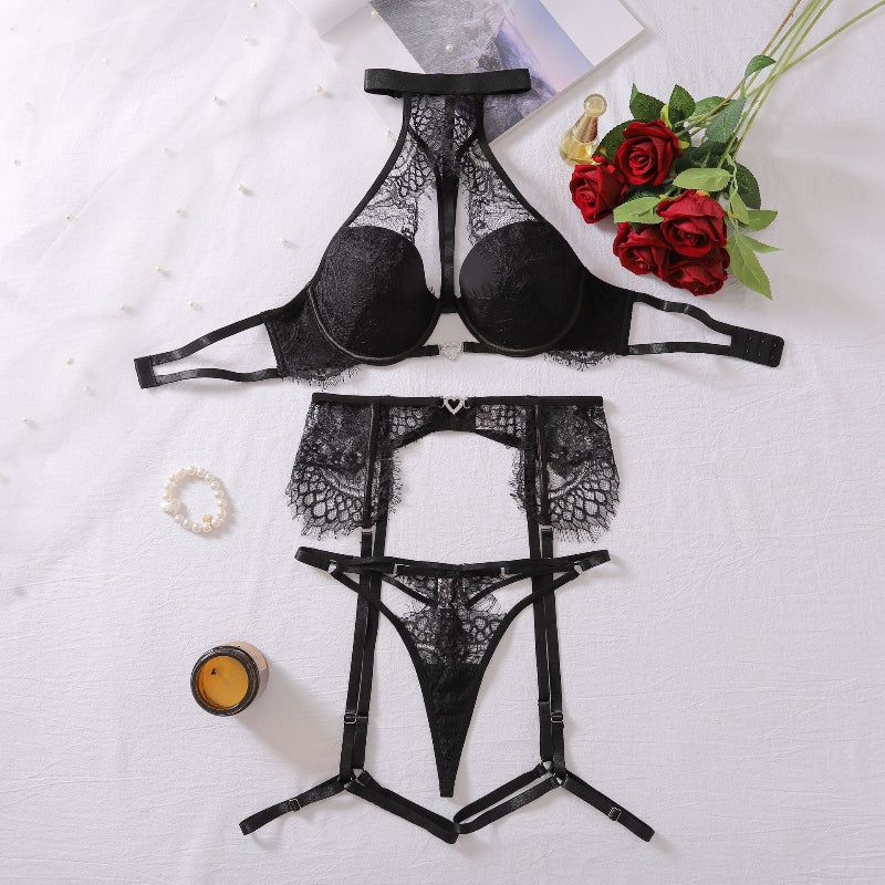 House Of Dasein Lace Lingerie Set Black M Women's Lingerie House of Dasein Main image