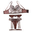 House Of Dasein French Embroidered Lace Bra Brown S Women's Lingerie House of Dasein
