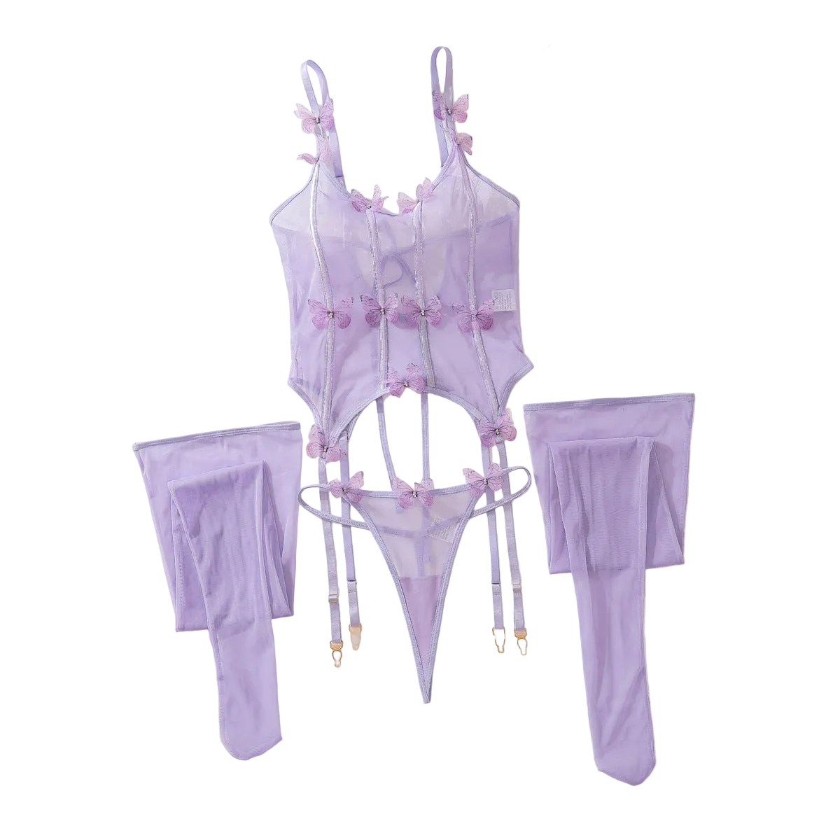 House Of Dasein Purple Lace Lingerie Set Light Purple M Women's Lingerie House of Dasein Main image