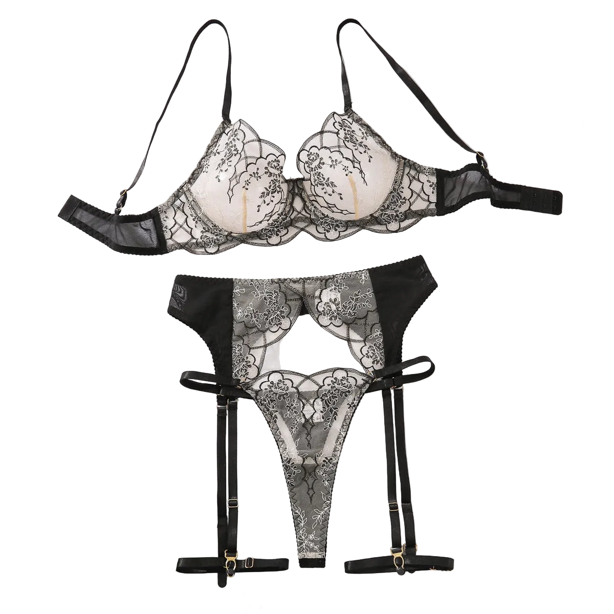 House Of Dasein Lace Lingerie Set Black L Women's Lingerie House of Dasein Main image