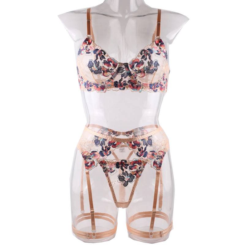 House Of Dasein Floral Lace Lingerie Set Apricot XL Women's Lingerie House of Dasein Main image