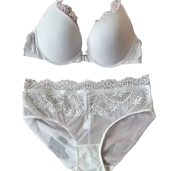 Front Closure Lace Bra Set White S Women's Lingerie unbranded